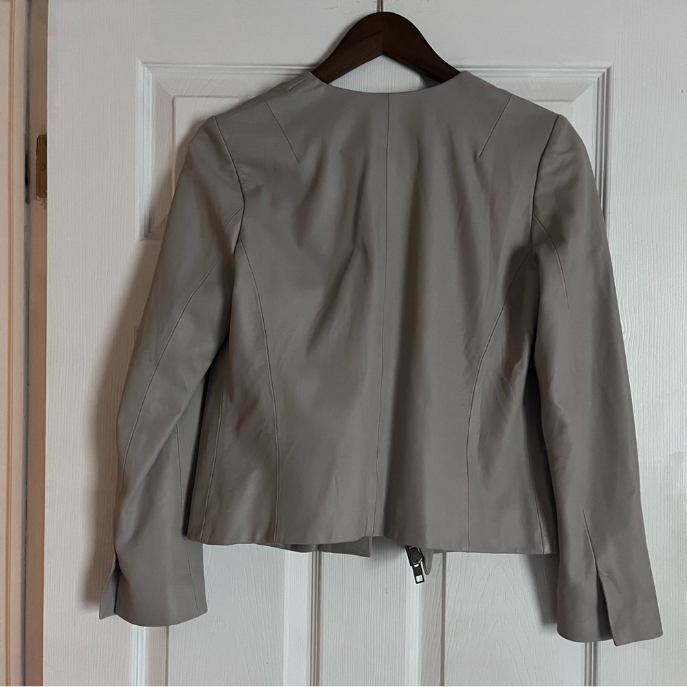 Vince Cross Front Dove Gray Washed-Leather Jacket - Picture 11 of 11
